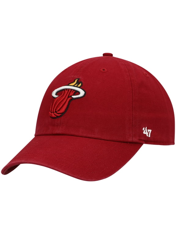 Men's '47 Red Miami Heat Core Logo Clean Up Adjustable Hat