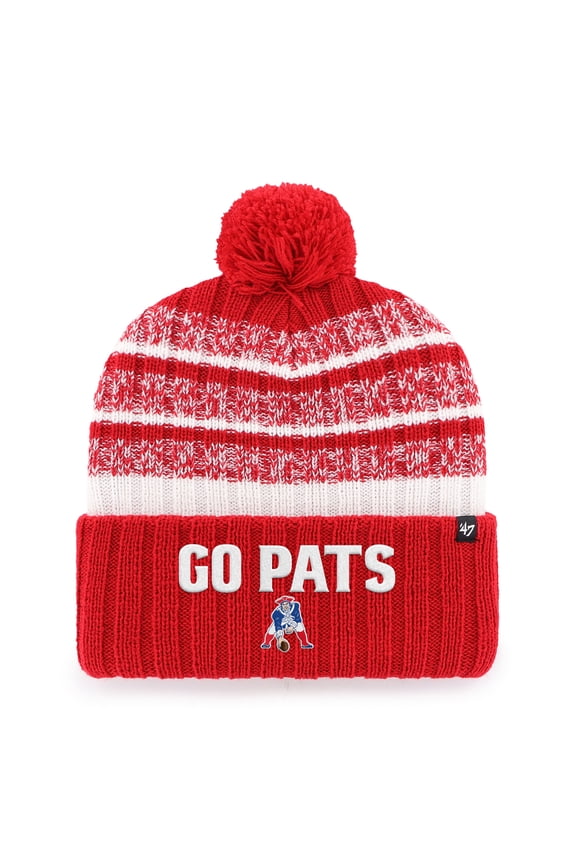 Men's '47 Red New England Patriots Local Cuffed Knit Hat with Pom