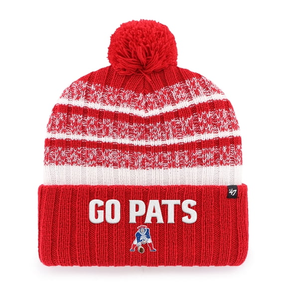 Men's '47 Red New England Patriots Local Cuffed Knit Hat with Pom
