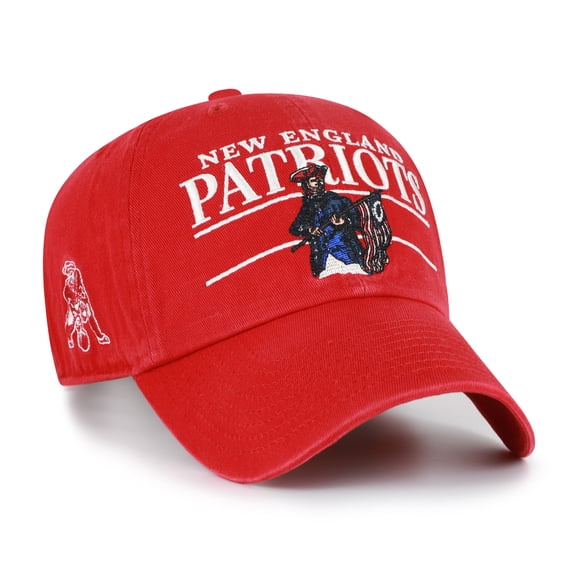 Men's '47 Red New England Patriots Throwback Graphic Clean Up Adjustable Hat