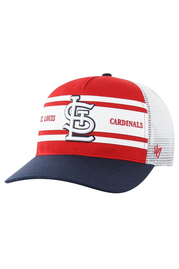 Men's '47 Red St. Louis Cardinals Gridiron Super Stripe Relaxed Trucker Hitch Adjustable Hat