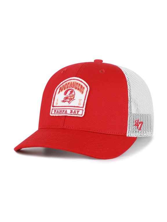 Men's '47 Red Tampa Bay Buccaneers Throwback Headstone Trucker Adjustable Hat