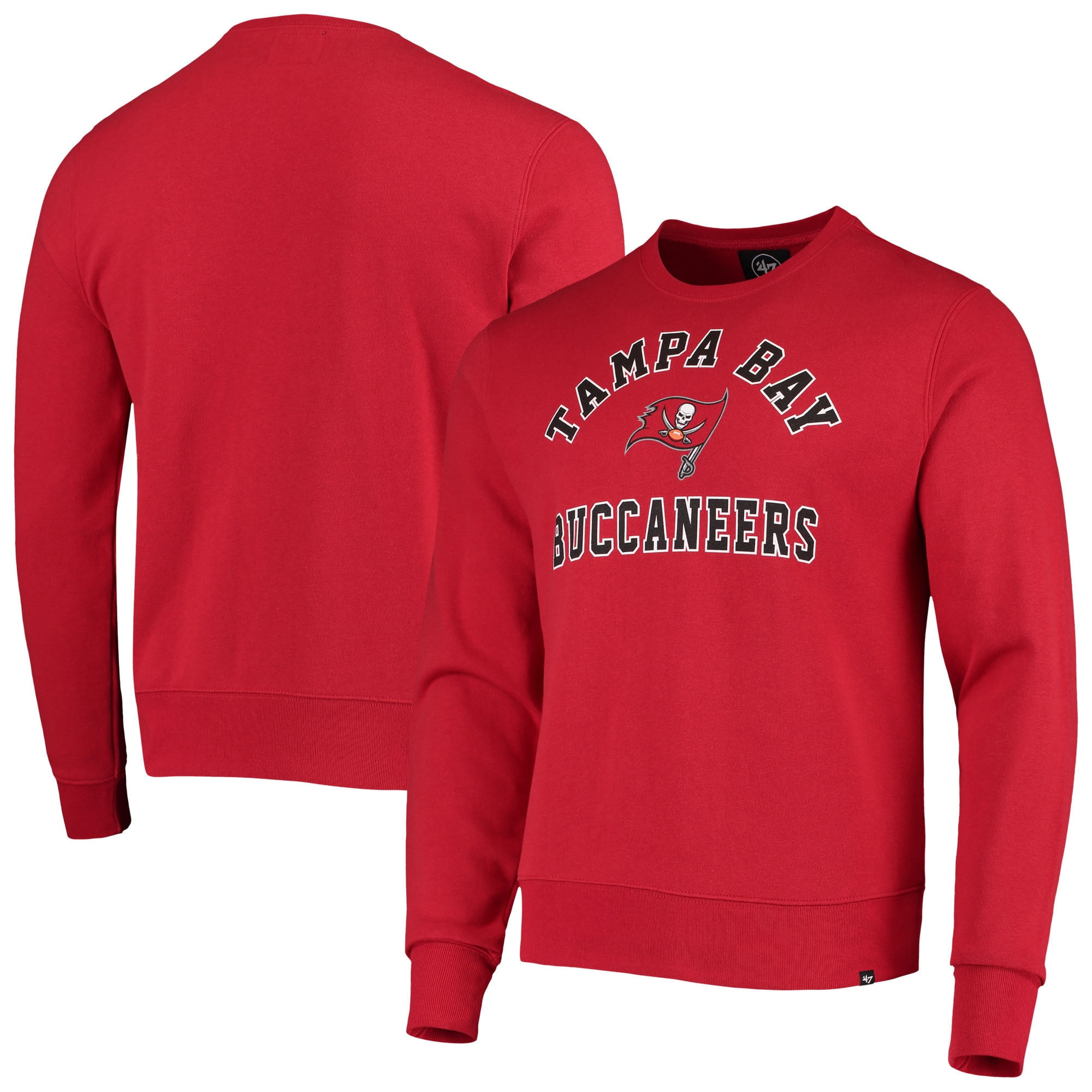 Men's '47 Red Tampa Bay Buccaneers Varsity Arch Headline Fleece Pullover  Sweatshirt