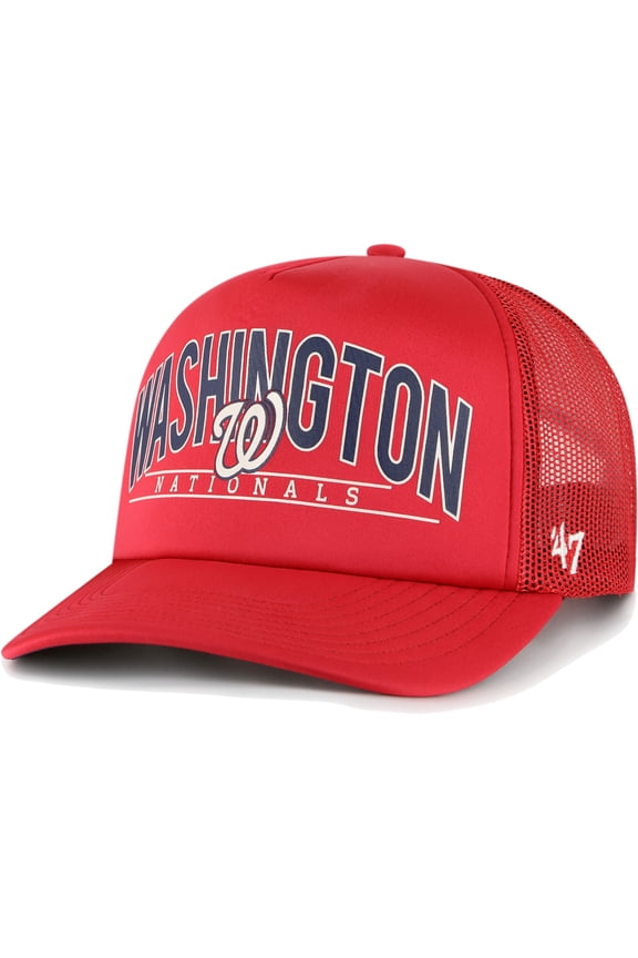 Men's '47 Red Washington Nationals Backhaul Foam Trucker Snapback Hat