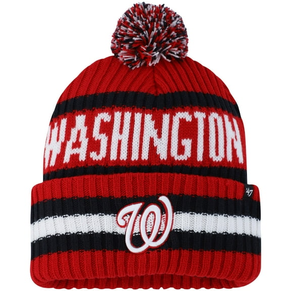 Men's '47  Red Washington Nationals Bering Cuffed Knit Hat with Pom
