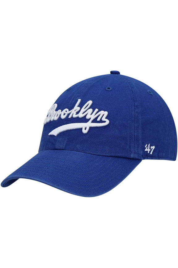 Men's '47 Royal Brooklyn Dodgers Logo Cooperstown Collection Clean Up Adjustable Hat
