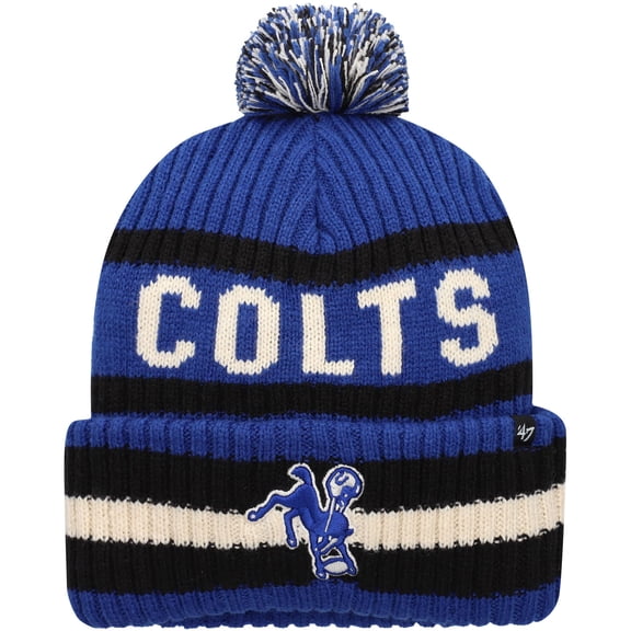 Men's '47 Royal Indianapolis Colts Bering Cuffed Knit Hat with Pom