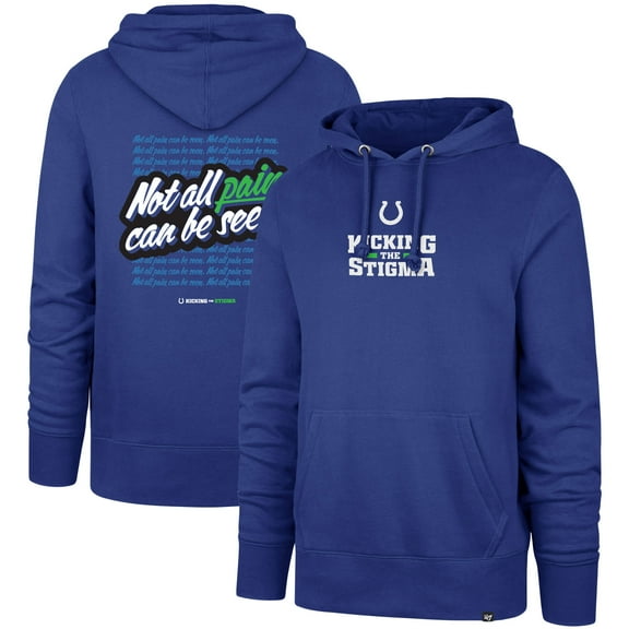 Men's '47 Royal Indianapolis Colts Not All Pain Can Be Seen-Kicking the Stigma Pullover Hoodie