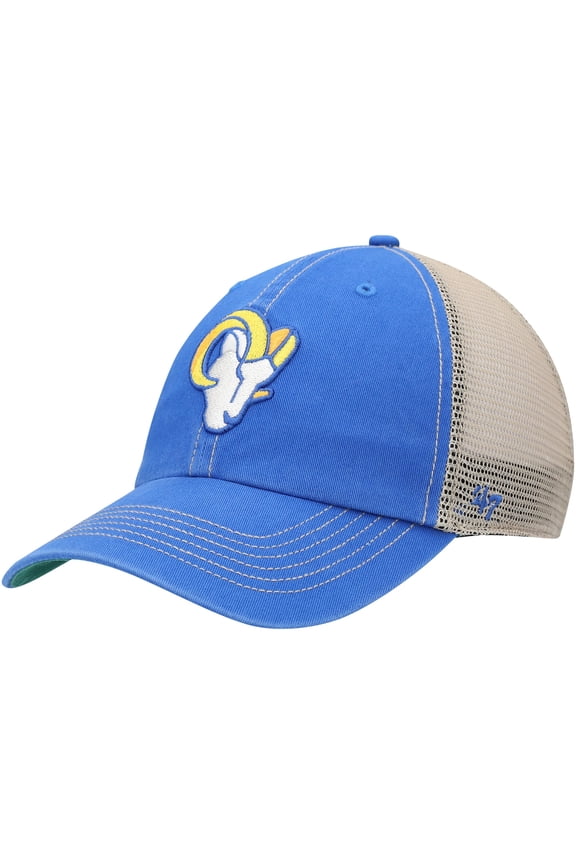 Men's '47 Royal/Natural Los Angeles Rams Head Trawler Trucker Clean Up Snapback Hat