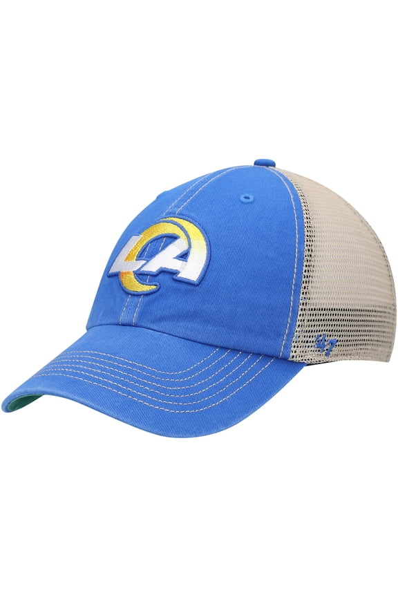 Men's '47 Royal/Natural Los Angeles Rams LA Trawler Trucker Clean Up Snapback Hat