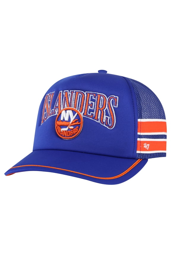 Men's '47 Royal New York Islanders Sideband Stripes Trucker Snapback Hat