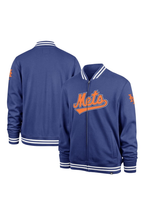 Men's '47 Royal New York Mets Wax Pack Pro Camden Full-Zip Track Jacket