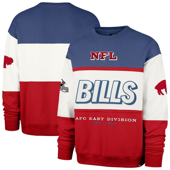 Men's '47 Royal/Red Buffalo Bills Throwback Breeze Maximalist Sweatshirt
