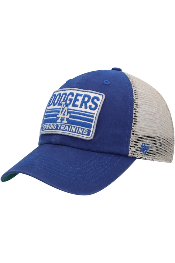 Men's '47 Royal/Tan Los Angeles Dodgers Four Stroke Clean Up Trucker Snapback Hat