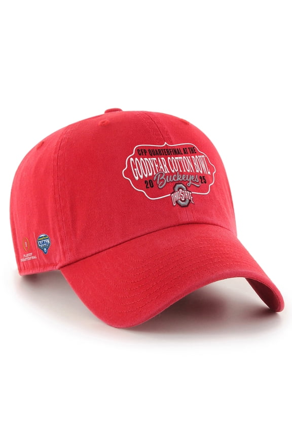 Men's '47 Scarlet Ohio State Buckeyes College Football Playoff 2025 Cotton Bowl Clean Up Adjustable Hat