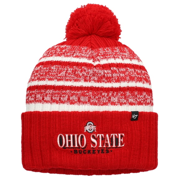 Men's '47 Scarlet Ohio State Buckeyes Tavern Cuffed Knit Hat with Pom