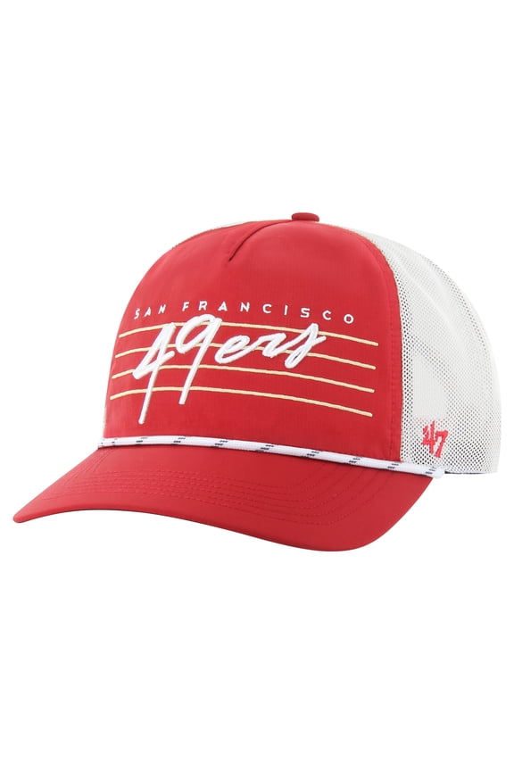 Men's '47 Scarlet/White San Francisco 49ers Downburst Relaxed Hitch Trucker Adjustable Hat