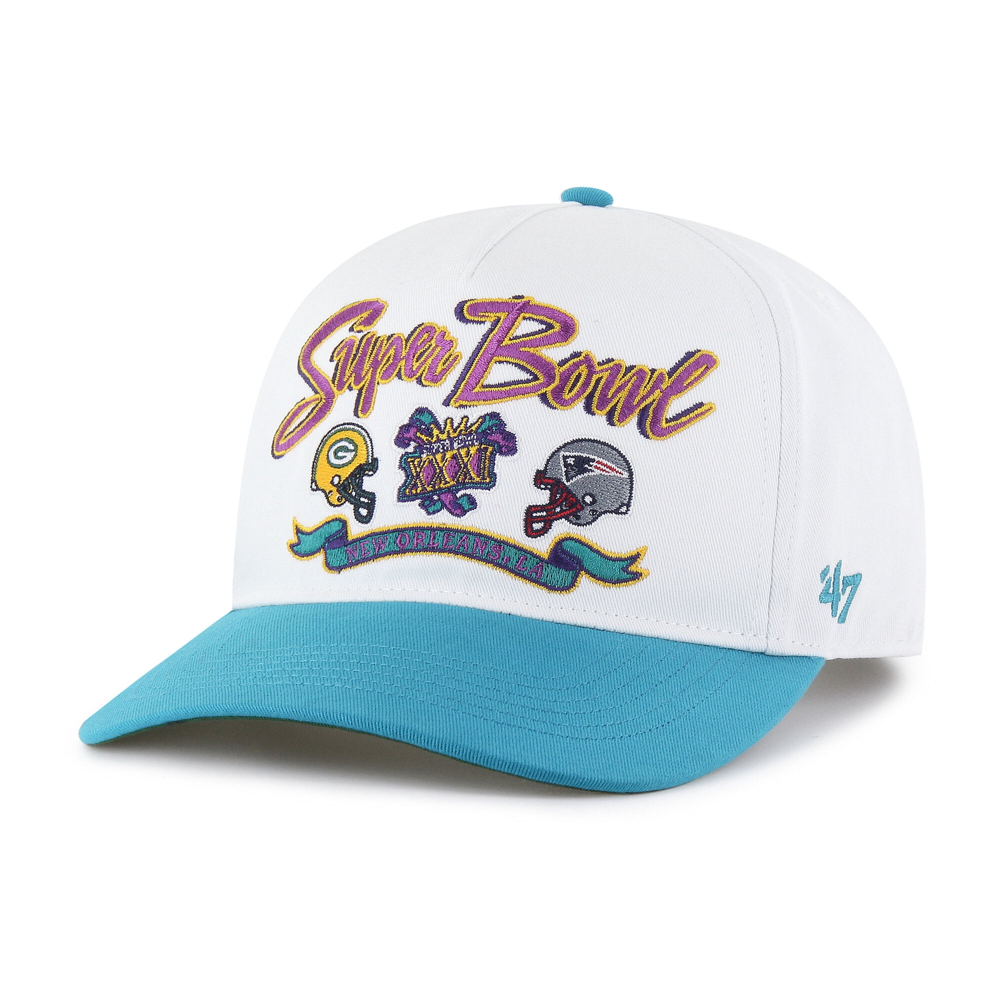 Men's '47 White/Aqua NFL Multi-Team Throwback Dueling Logos Adjustable ...