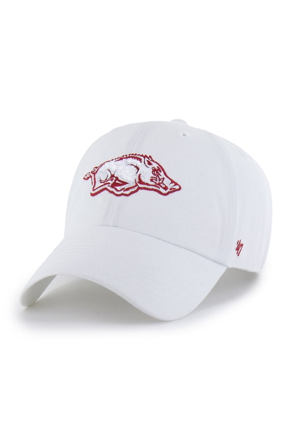 Men's '47 White Arkansas Razorbacks Clean Up Adjustable Hat
