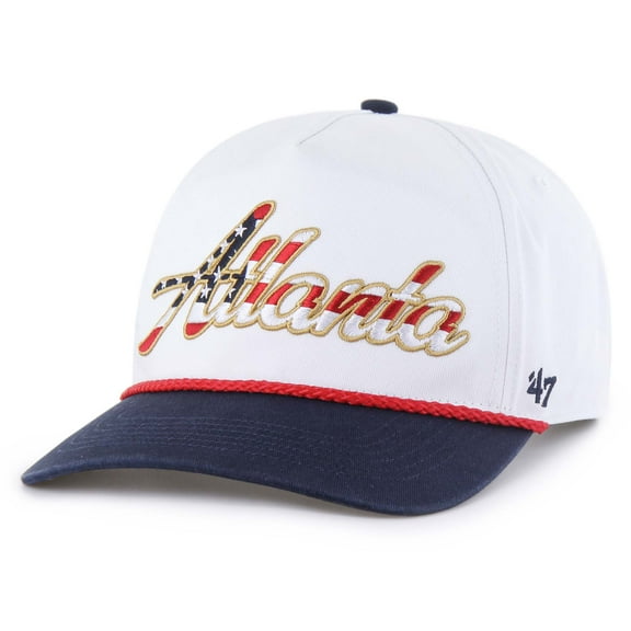Men's '47 White Atlanta Braves Patriotic Overhand Hitch Adjustable Hat