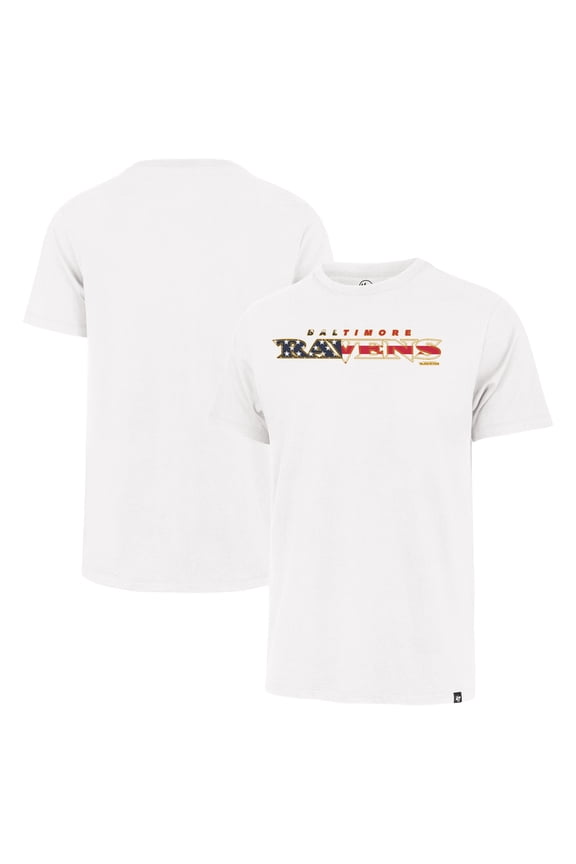 Men's '47 White Baltimore Ravens Flag Script Franklin T-Shirt