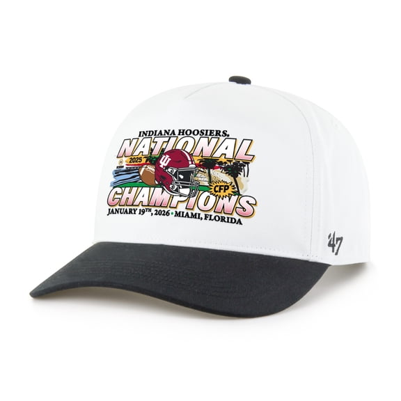 Men's '47  White/Black Indiana Hoosiers College Football Playoff 2025 National Champions Hitch Adjustable Hat