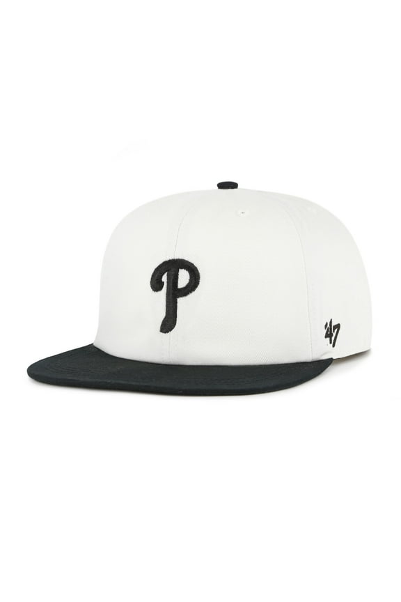 Men's '47 White/Black Philadelphia Phillies Foundation Captain Snapback Hat