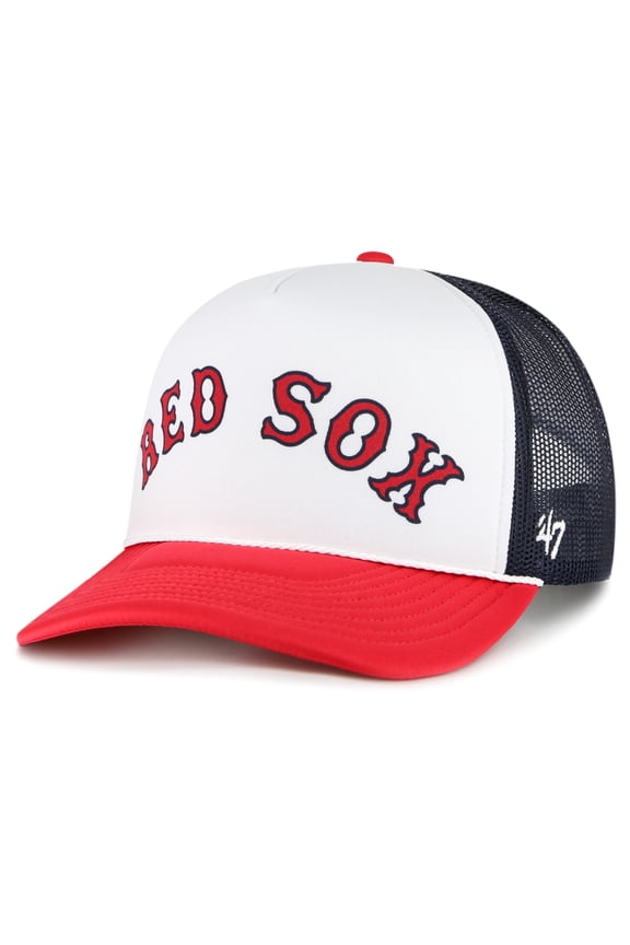 Men's '47 White Boston Red Sox Foam Front Script Trucker Snapback Hat