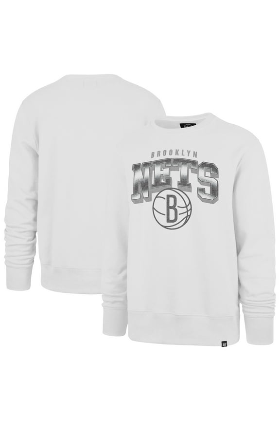 Men's '47 White Brooklyn Nets Spotlight Headline Pullover Sweatshirt