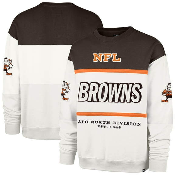 Men's '47 White Cleveland Browns Throwback Breeze Maximalist Sweatshirt