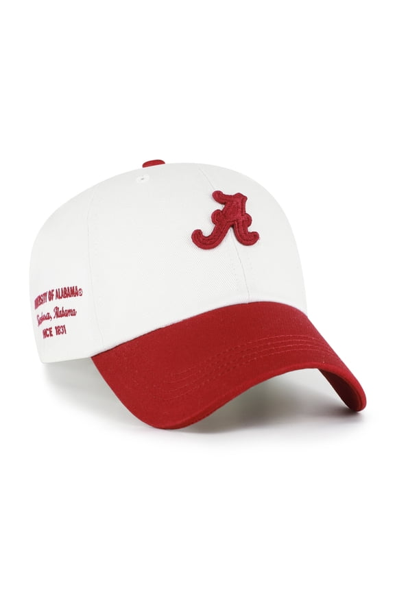 Men's '47 White/Crimson Alabama Crimson Tide Contemporary Basics Two Tone Clean Up Adjustable Hat