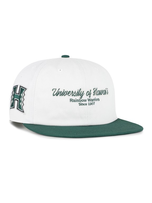 Men's '47 White/Green Hawaii Rainbow Warriors Script Stack Relaxed Captain Adjustable Hat