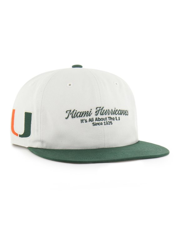 Men's '47 White/Green Miami Hurricanes Script Stack Relaxed Captain Adjustable Hat