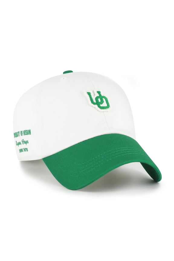 Men's '47 White/Green Oregon Ducks Contemporary Basics Two Tone Clean Up Adjustable Hat