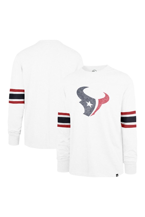 Men's '47 White Houston Texans Gridiron Premier Brex Long Sleeve T-Shirt
