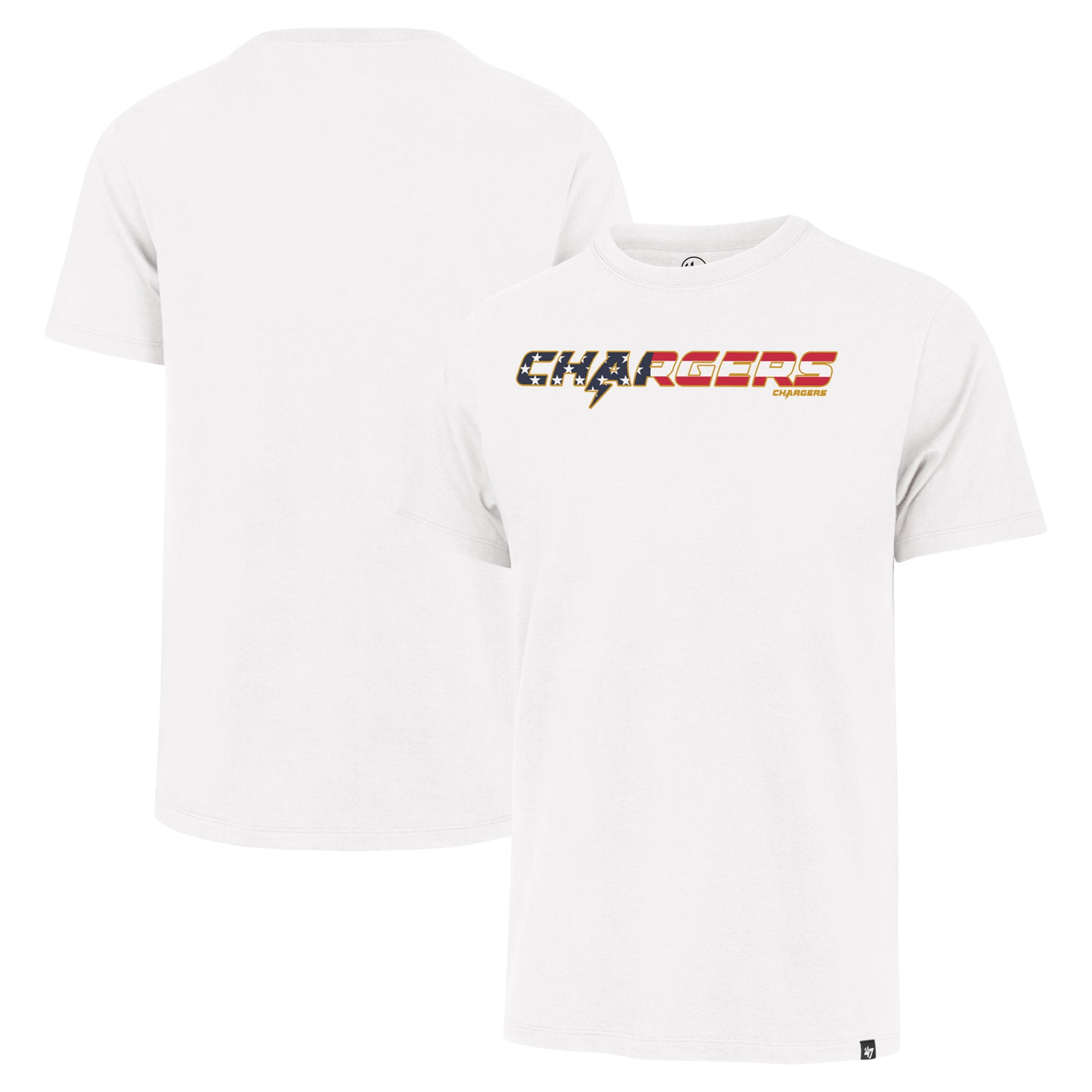 Men's '47 White Los Angeles Chargers Flag Script Franklin T-Shirt ...