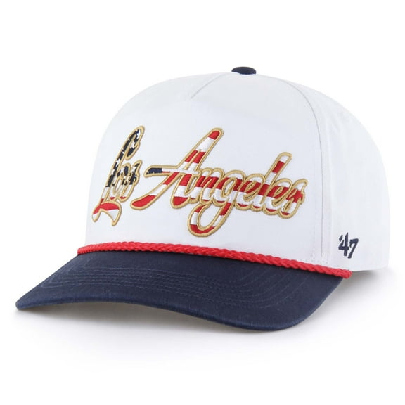 Men's '47 White Los Angeles Dodgers Patriotic Overhand Hitch Adjustable Hat