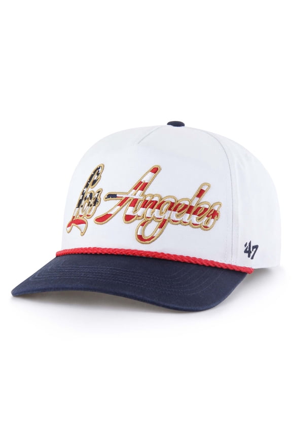 Men's '47 White Los Angeles Dodgers Patriotic Overhand Hitch Adjustable Hat