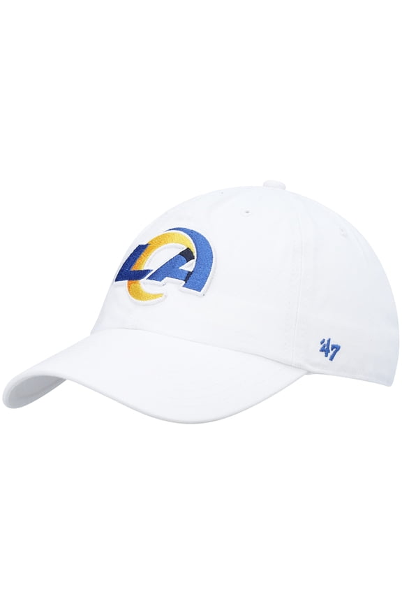 Men's '47 White Los Angeles Rams Logo Clean Up Adjustable Hat