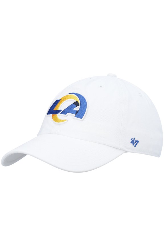 Men's '47 White Los Angeles Rams Logo Clean Up Adjustable Hat