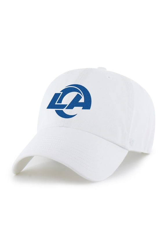 Men's '47 White Los Angeles Rams Primary Logo Clean Up Adjustable Hat