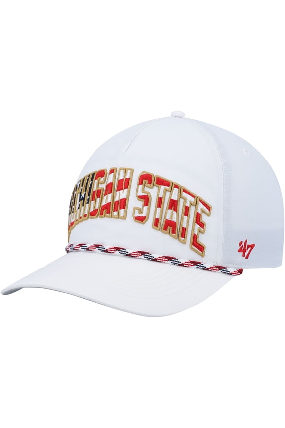 Men's '47 White Michigan State Spartans Stars and Stripes Flag Flutter Hitch Snapback Hat