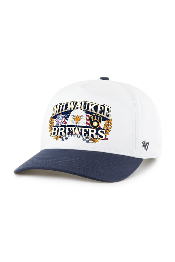 Men's '47 White/Navy Milwaukee Brewers Americana Eagle Hitch Adjustable Hat