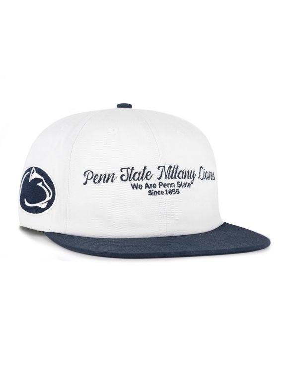 Men's '47 White/Navy Penn State Nittany Lions Script Stack Relaxed Captain Adjustable Hat