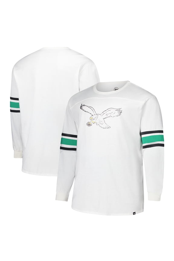 Men's '47 White Philadelphia Eagles Big & Tall Premier Brex Long Sleeve T-Shirt