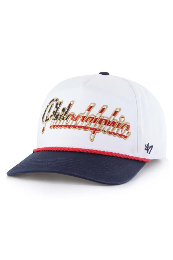 Men's '47 White Philadelphia Phillies Patriotic Overhand Hitch Adjustable Hat