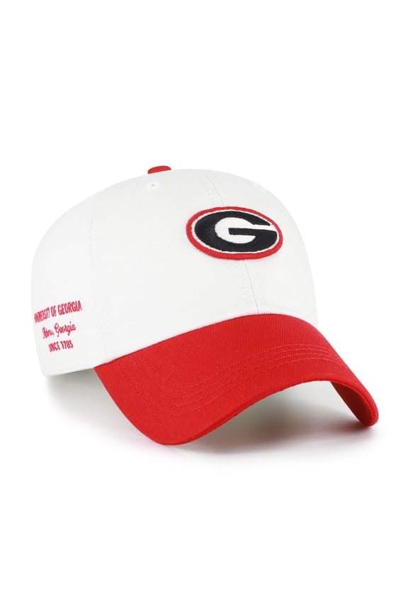 Men's '47 White/Red Georgia Bulldogs Contemporary Basics Two Tone Clean Up Adjustable Hat