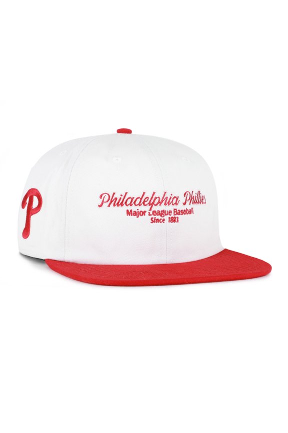 Men's '47 White/Red Philadelphia Phillies Script Stack Relaxed Captain Snapback