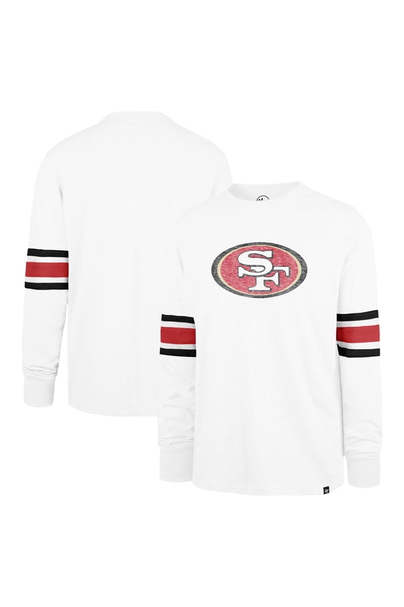 Men's '47 White San Francisco 49ers Gridiron Premier Brex Long Sleeve T-Shirt