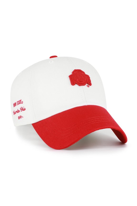 Men's '47  White/Scarlet Ohio State Buckeyes Contemporary Basics Two Tone Clean Up Adjustable Hat